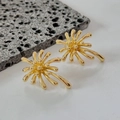 Detalle de pendientes dorados con forma de fuegos artificiales y diseño radial artístico - Dorado (G312)