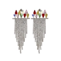 Boucles d'oreilles pampilles en cristal coloré avec pierres gouttes sur base argent - Argent (Multicolore)