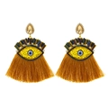 Boho Evil Eye kwastjes oorbellen met gouden kralen en champagne druppelstenen - Geel