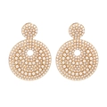 Boucles d'oreilles baroques en perles avec cercles dorés géométriques et pavé de perles - Doré