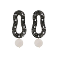 Pendientes de gota hechos a mano con alambre de oro, cristales y perlas blancas - Negro