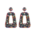 Boucles d'oreilles géométriques avec cristaux colorés et perles de style vintage - Multicolore