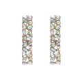 Geometric gold earrings with rectangular AB colorful crystals in minimalist design - AB Color