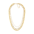 Dreilagige klobige Gliederkette in Gold und Silber mit verstellbarem Karabinerverschluss - Gold (Zweifarbig gemischt)