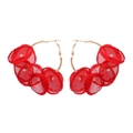 Orecchini a cerchio in pizzo rosso fatti a mano con cornice in oro e accenti di perle - Rosso
