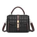 Borsa classica in pelle nera con goffratura a rombi e finiture marroni, vista frontale - Nero