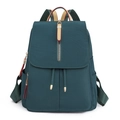 Deep green water-resistant oxford fabric backpack for women with flap and drawstring - Light Blue