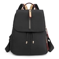 Fashionable black water-resistant oxford backpack for women with gold hardware and large capacity - Black