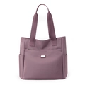 Morandi purple nylon tote bag featuring a spacious front zip pocket and sturdy webbing handles - Taro Purple