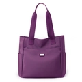 Grand sac cabas violet foncé en nylon imperméable avec poches et poignées en sangle - Violet