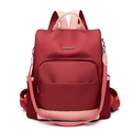 Damen Rucksack aus burgunderrotem Nylon mit orangen Kontrasten und großem Hauptfach - Rot