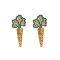 Minimalist carrot-shaped stud earrings with colorful rhinestones on gold alloy base - Colorful