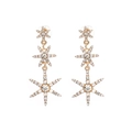 Golden tiered star drop earrings with sparkling rhinestones for a glamorous fashion style - Gold