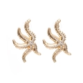 Orecchini a forma di stella marina dorata con cristalli scintillanti per stile street - Oro