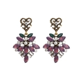 Pendientes retro de flores en aleación con diamantes de imitación coloridos y base dorada - Colorido