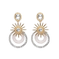Retro geometrische acryl oorbellen met legering diamanten en dubbel cirkelvormig design - Wit