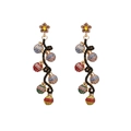 Baroque star earrings with colorful rhinestone ball drops in a festive vintage style - Gold