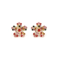 Orecchini a fiore multicolore scintillanti con strass vivaci su base dorata - Colorato
