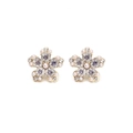Orecchini a fiore dorati con cristalli viola scintillanti e perle bianche eleganti - Intarsiato con strass/Viola chiaro