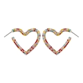 Orecchini a cerchio a cuore dorati con cristalli colorati per uno stile arcobaleno - Strass Arcobaleno