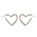 Eleganti orecchini a cerchio a cuore dorati con cristalli pavé per un look romantico - Strass Bianchi