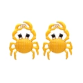 Cute yellow enamel crab stud earrings with shiny crystals and golden metal accents - Yellow