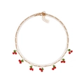 Collier double couche de perles avec breloques cerises rouges faites à la main - Perle + Cerise