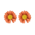 Vibrant orange and yellow daisy stud earrings with minimalist 925 silver needles - Orange