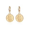 Vintage Hamsa-Hand-Ohrhänger in Gold-Optik mit poliertem Barock-Stil für Frauen - Gold-Handfläche