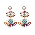 Böhmische mehrlagige Evil Eye Ohrhänger mit bunten Kristallen und weißen Perlen - Bunt
