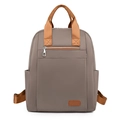 Sac à dos femme en Oxford taupe avec sangles contrastées orange-brun et zips argentés - Kaki