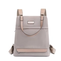Taupefarbener Oxford-Rucksack mit beige Gurten und minimalistischem Klappdeckel - Khaki