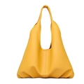Minimalist soft leather tote bag in bright yellow with pebble texture and single handle - Yellow