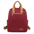 Sac à dos en tissu Oxford bordeaux avec poignées brunes et poche zippée pour voyage - Rouge