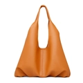 Caramel orange hobo bag in soft pebbled leather with a spacious minimalist design - Brown
