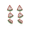 Sparkling watermelon crystal drop earrings with layered slices and creative bitten design - Watermelon Style (A)