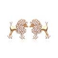 Elegant gold-tone poodle stud earrings with faux pearl embellishment on white background - Poodle Dog