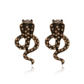 Orecchini a perno vintage a cobra in oro con strass champagne e occhi in pietre nere - Stile Cobra Oro Vintage