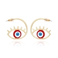 Goldene Evil Eye Creolen mit buntem Emaille-Wimpern-Design und Retro-Mode-Stil - Rot