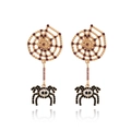 Gouden spinnenweb oorbellen met fonkelende strassteentjes voor Halloween thema - Gouden Paarse Spinneweb (A)