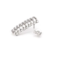 Detailed view of silver C-shaped crawler earrings and studs with sparkling crystals - Silver