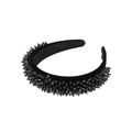 Baroque black beaded crystal headband with luxury velvet padding and sparkling resin beads - Black