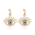 Böhmische Evil Eye Ohrhänger mit bunten Strasssteinen und weißen Perlen auf Goldlegierung - Perle
