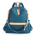 Zaino impermeabile in oxford blu pavone con dettagli in pelle gialla e finiture dorate - Verde petrolio