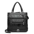 Sac à main polyvalent en cuir noir avec coutures design et bandoulière réglable - Noir