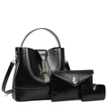 Ensemble minimaliste de 3 sacs noirs comprenant cabas, pochette et porte-cartes - Noir Ensemble