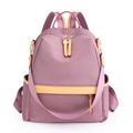 Zaino in nylon impermeabile viola scuro e giallo per donne e studentesse - Rosa