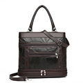 Sac à main vintage bicolore en cuir marron et noir avec bandoulière amovible - Marron