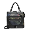 Sac à main vintage en cuir patchwork coloré avec poignées et bandoulière amovible élégante - Coloré