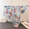 Bohemian floral print silk square scarf with French vintage floral patterns on a hanger - Off White